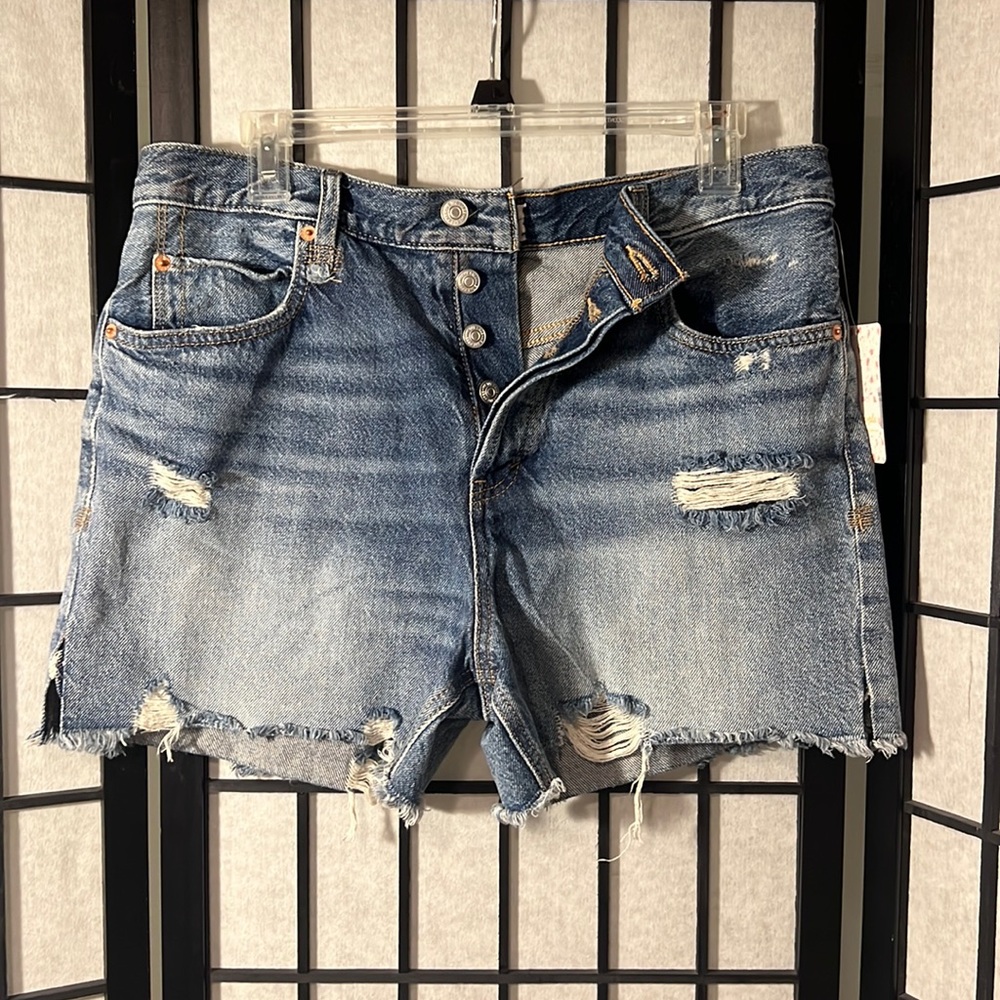 Free People Twist & Shout Size 29 Button-fly Denim Shorts